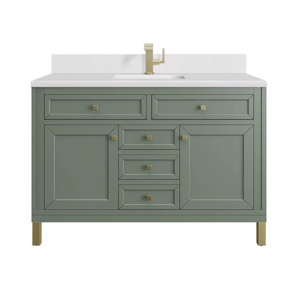 Chicago 48&apos;&apos; Single Vanity, Smokey Celadon, w/ Single Hole 3CM White Zeus Silestone&#xae