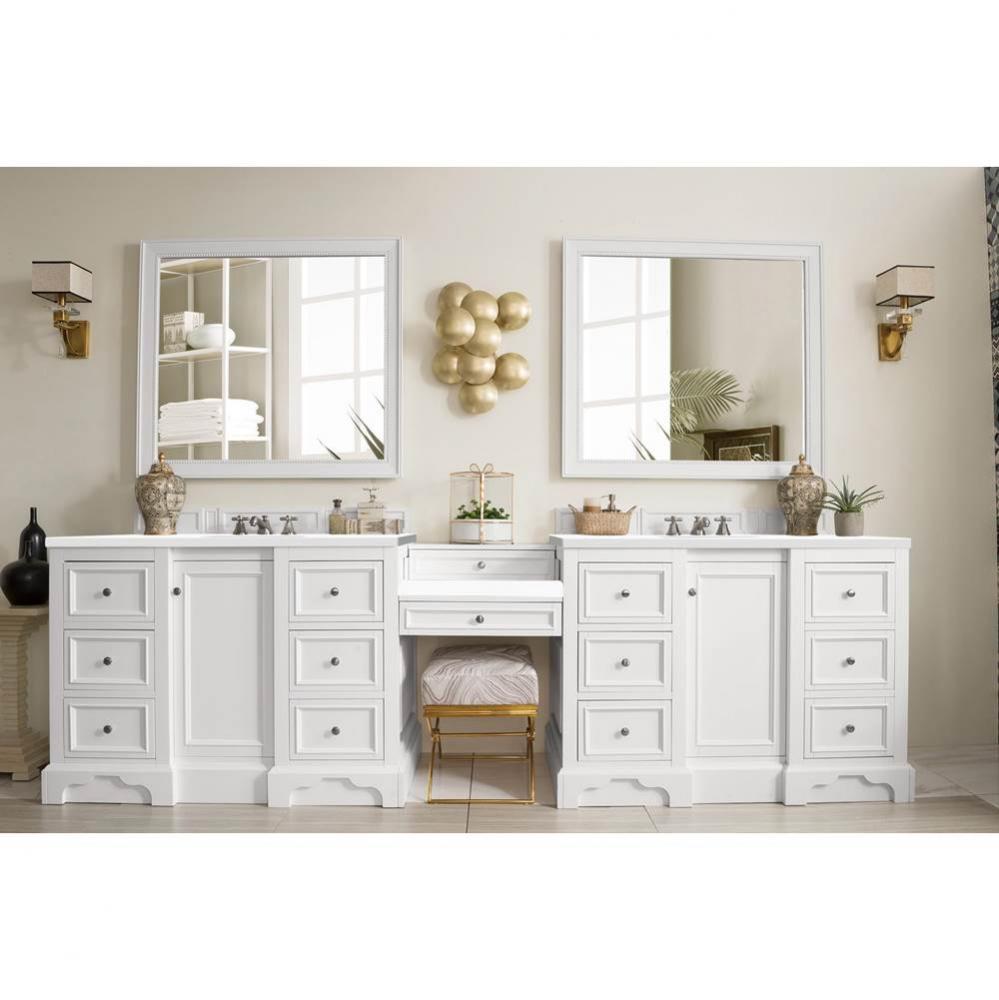 De Soto 118&apos;&apos; Double Vanity Set, Bright White w/ 3 CM White Zeus Quartz Top