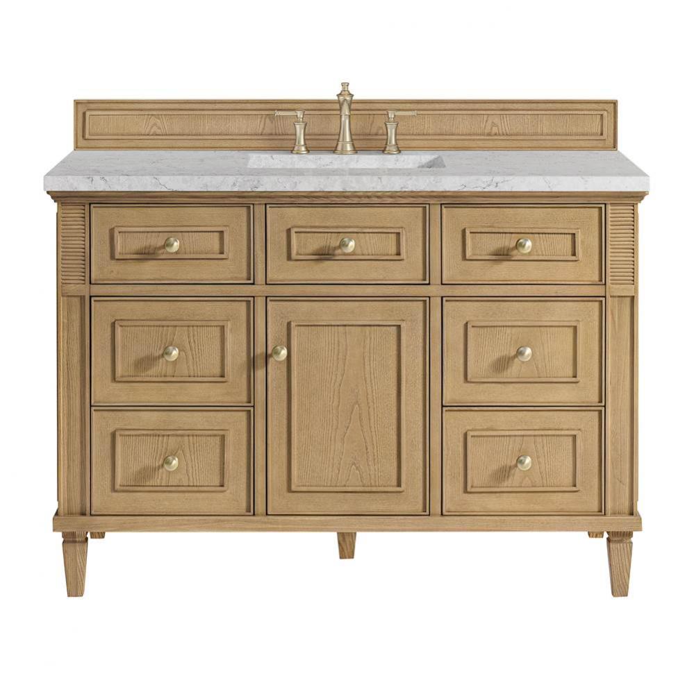 Lorelai 48&apos;&apos; Single Vanity, Light Natural Oak w/ 3 CM Eternal Jasmine Pearl Quartz Top