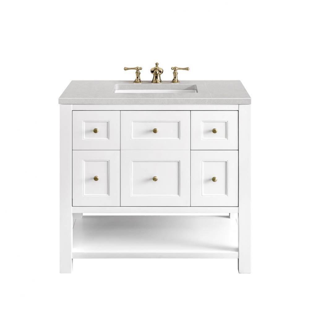 Breckenridge 36&apos;&apos; Single Vanity, Bright White w/ 3 CM Eternal Serena Top