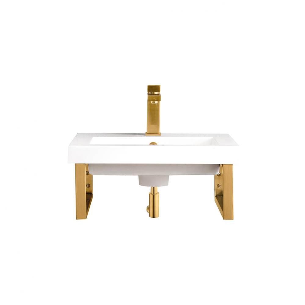 Two Boston 15 1/4&apos;&apos; Wall Brackets, Radiant Gold w/20&apos;&apos; White Glossy Composite