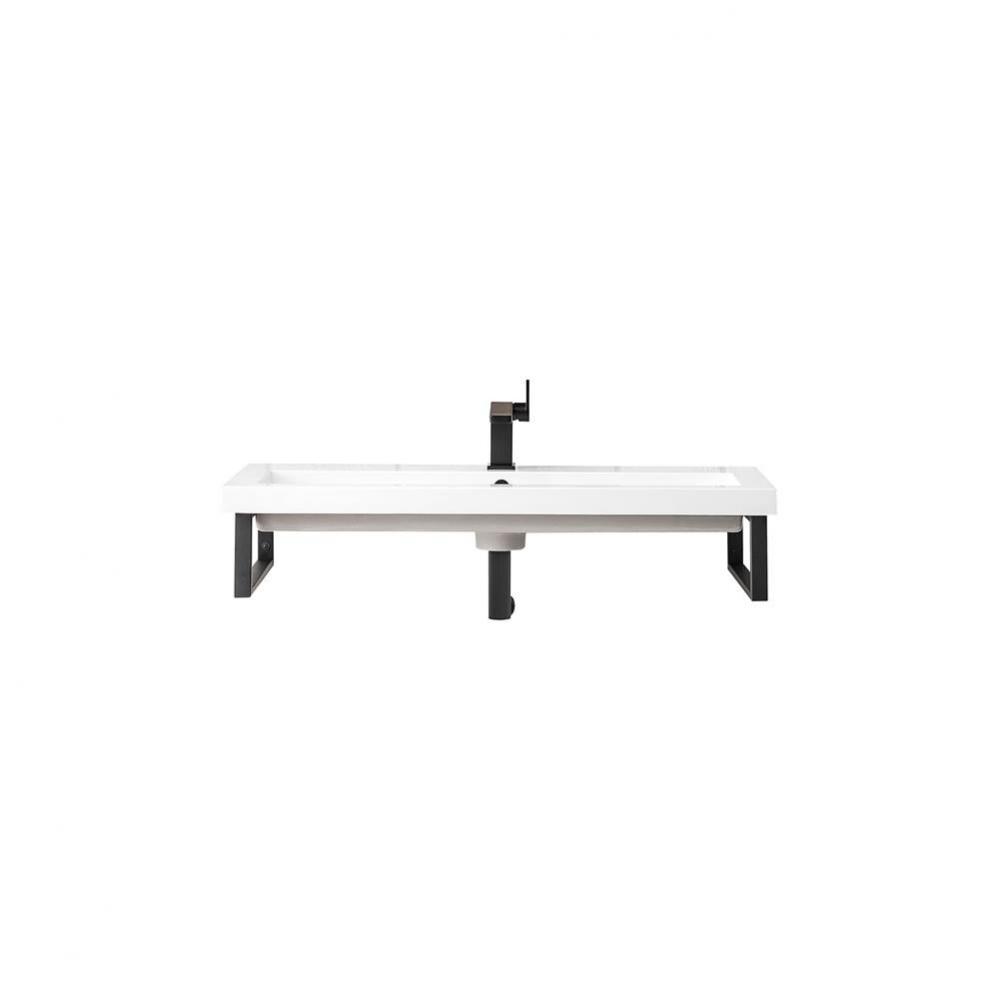 Two Boston 15 1/4&apos;&apos; Wall Brackets, Matte Black w/39.5&apos;&apos; White Glossy Composite