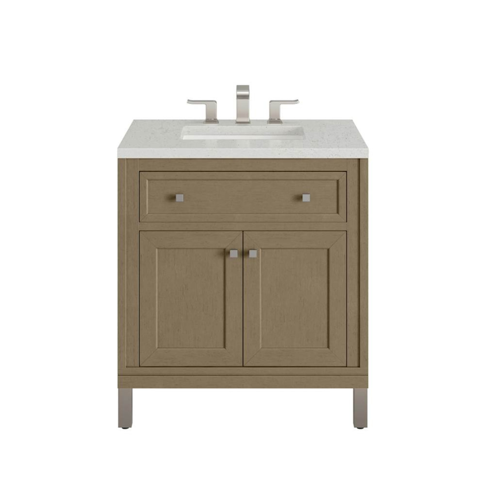 Chicago 30&apos;&apos; Single Vanity, Walnut Whisper, w/ 3 CM Lime Delight Silestone&#xae; Top
