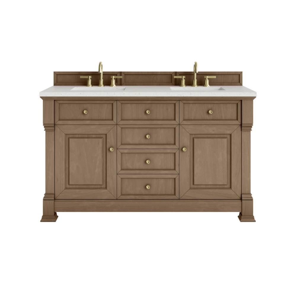 Brookfield 60&apos;&apos; Double Vanity, Pecan w/ 3 CM Lime Delight Silestone&#xae;  Top