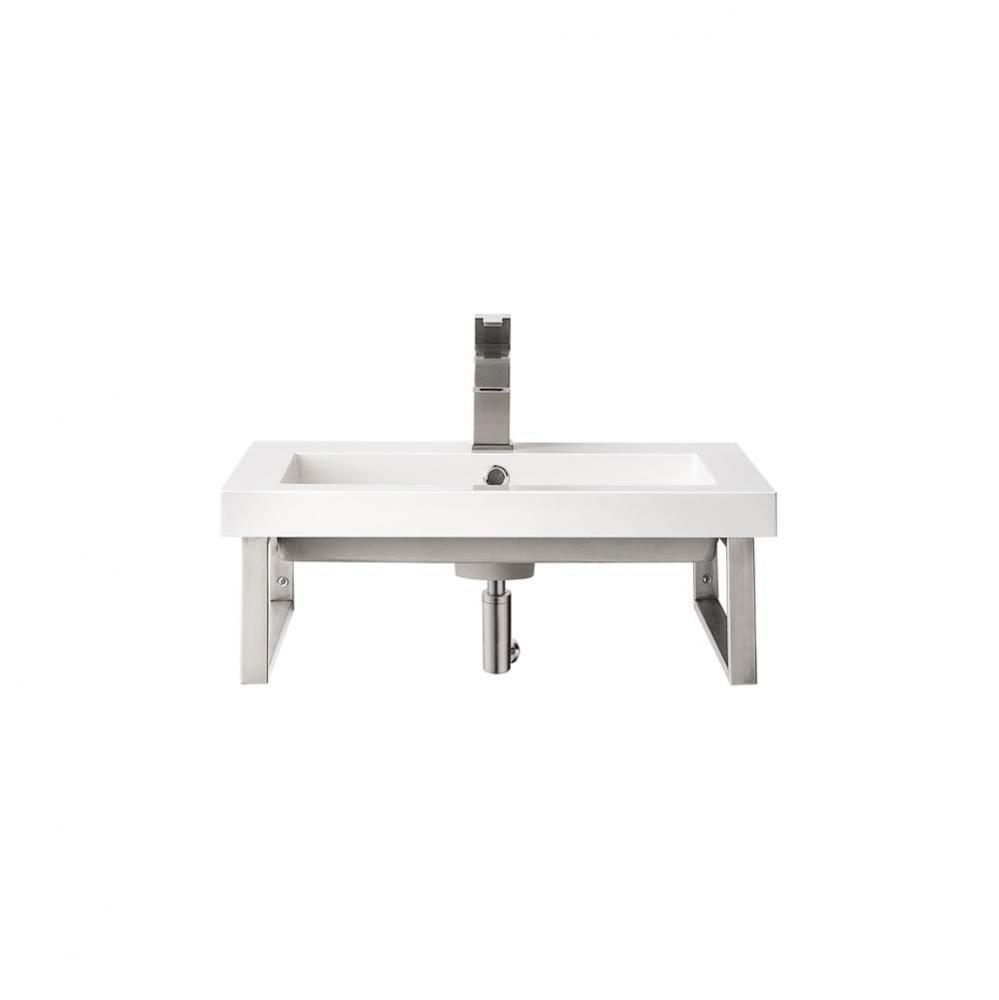 Two Boston 18&apos;&apos; Wall Brackets, Brushed Nickel w/23.6&apos;&apos; White Glossy Composite