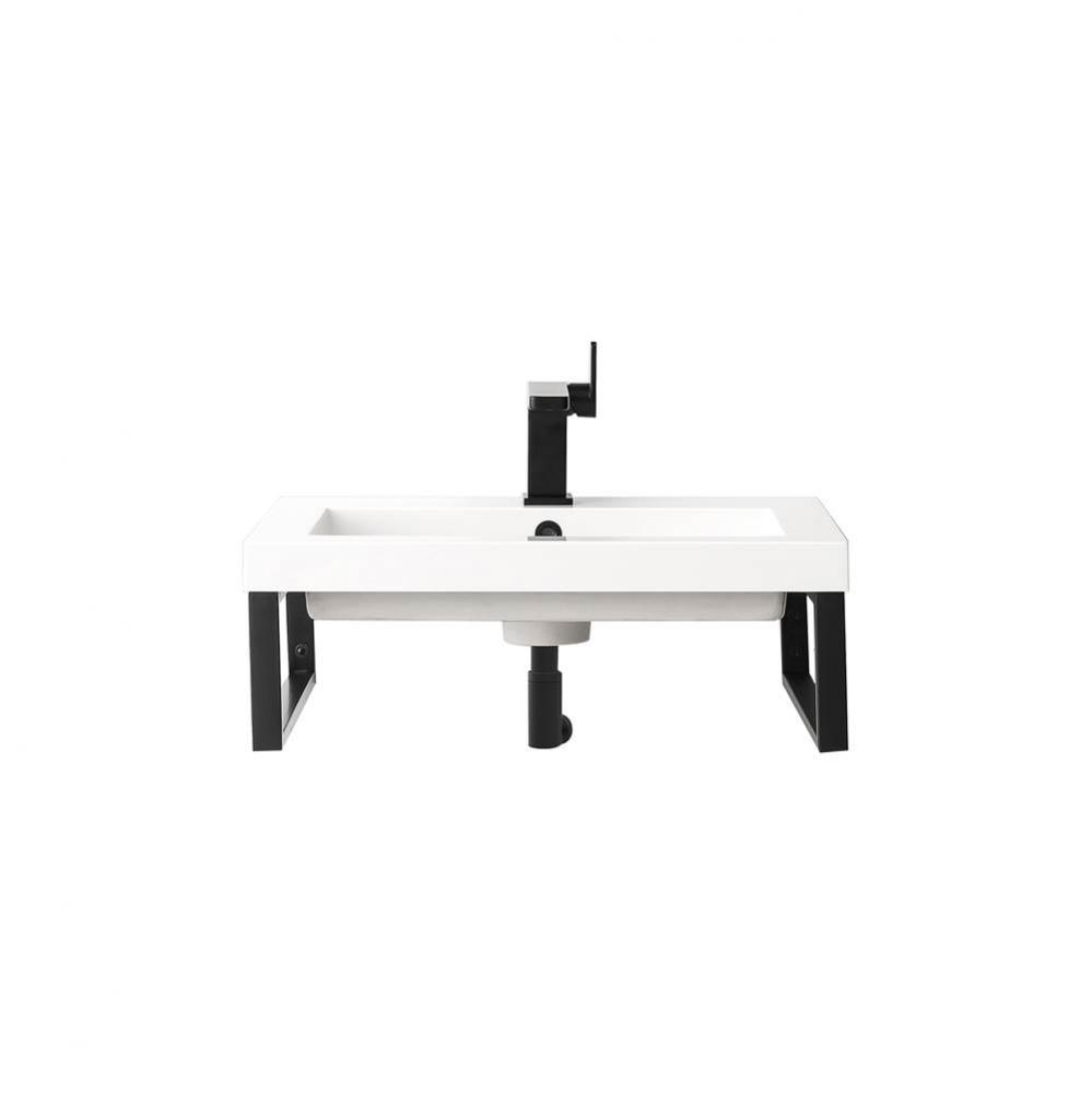 Two Boston 18&apos;&apos; Wall Brackets, Matte Black w/23.6&apos;&apos; White Glossy Composite Cou