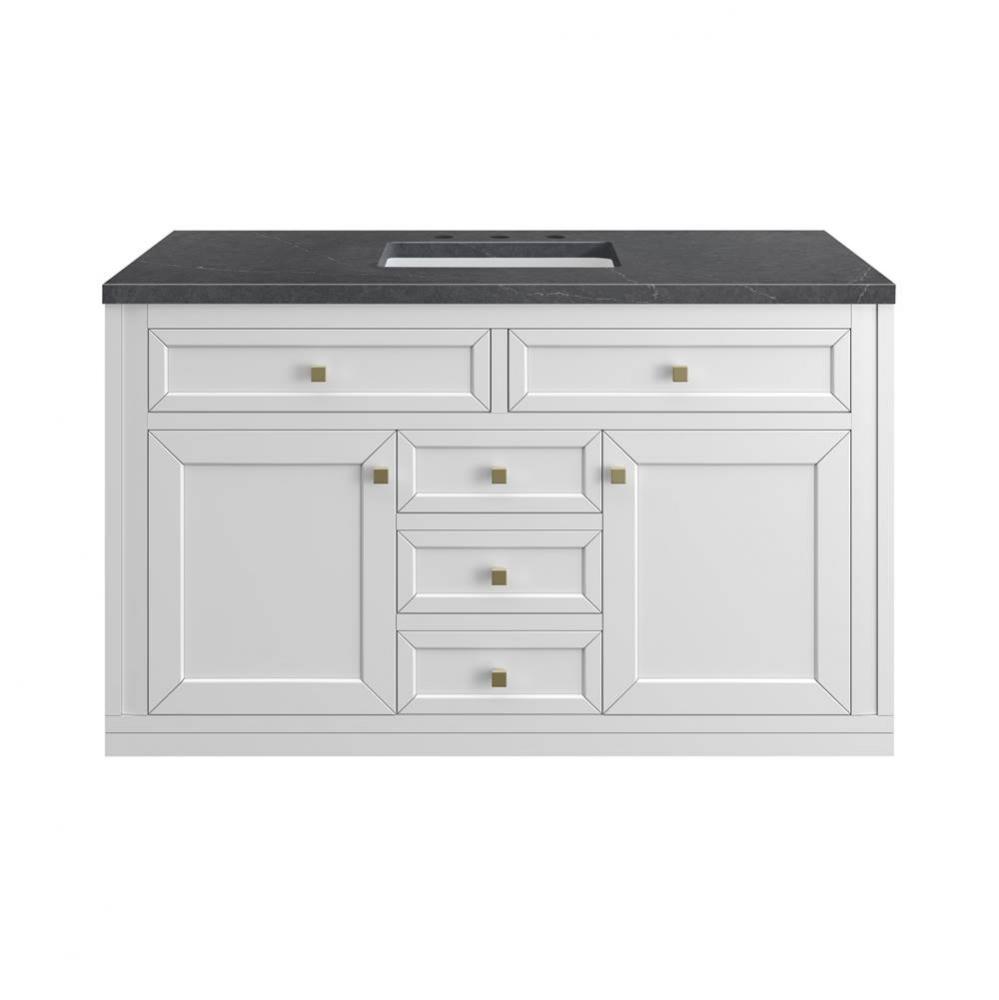 Chicago 48&apos;&apos; Single Vanity, Glossy White, w/ 3 CM Charcoal Soapstone Silestone&#xae; Top