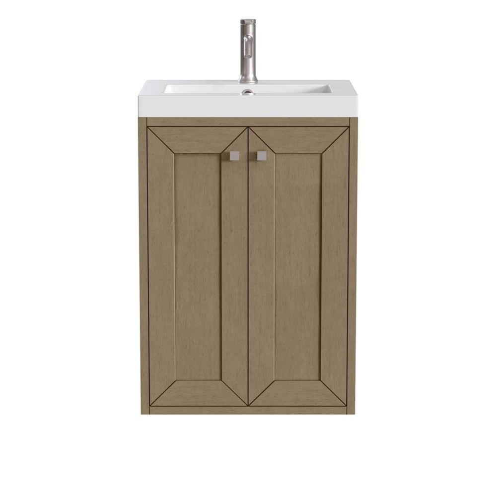 Chianti 20&apos;&apos; Single Vanity, Walnut Whisper w/ White Glossy Composite Stone Top