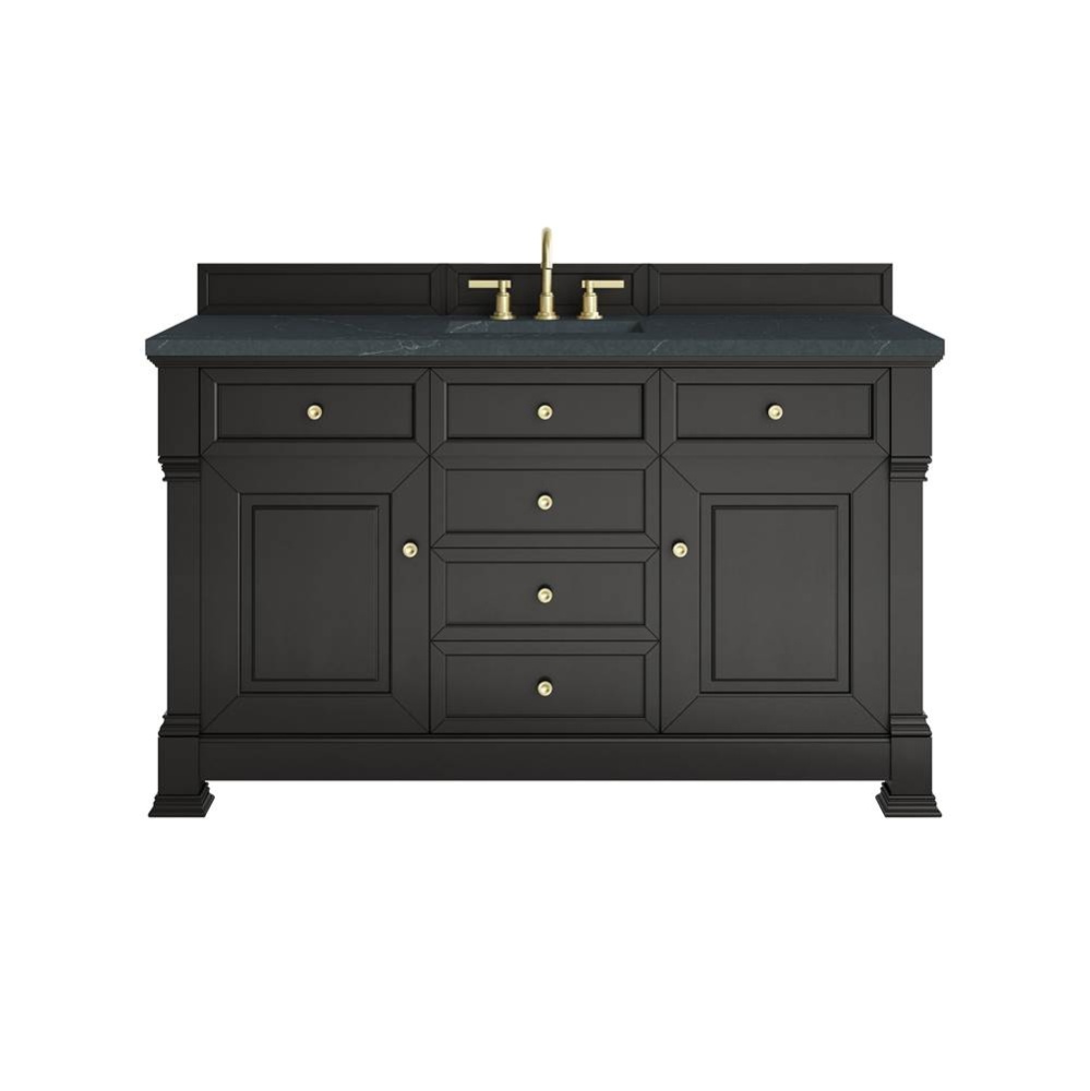 Brookfield 60&apos;&apos; Single Vanity, Black Onyx w/ 3 CM Charcoal Soapstone Silestone&#xae; Top