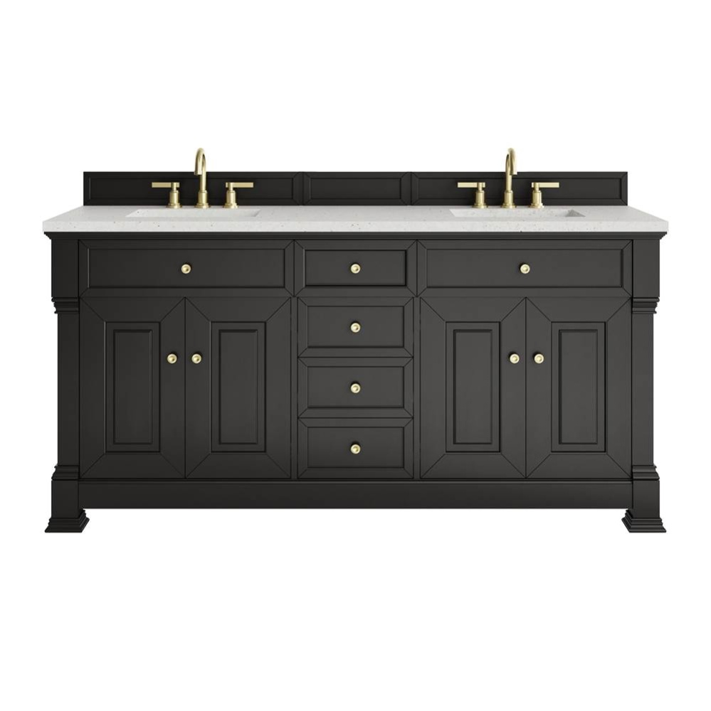 Brookfield 72&apos;&apos; Double Vanity, Black Onyx w/ 3 CM Lime Delight Silestone&#xae; Top