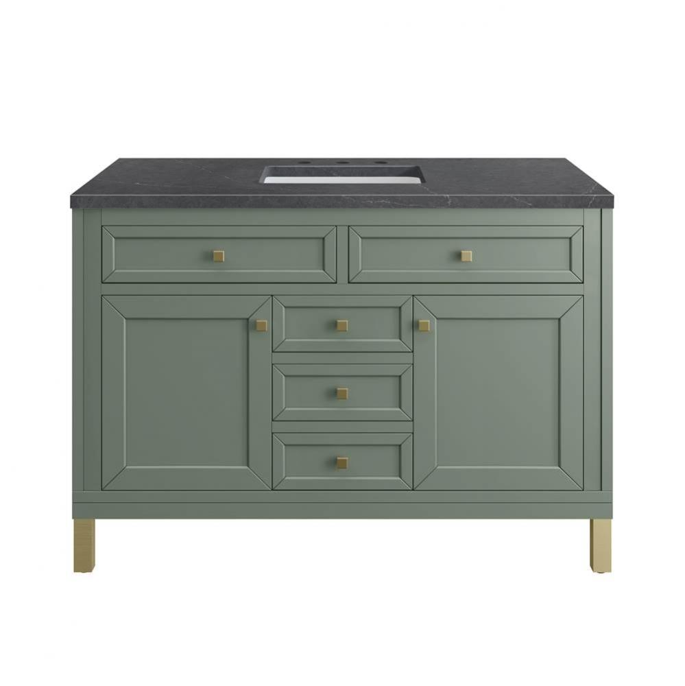 Chicago 48&apos;&apos; Single Vanity, Smokey Celadon, w/ 3 CM Charcoal Soapstone Silestone&#xae; T