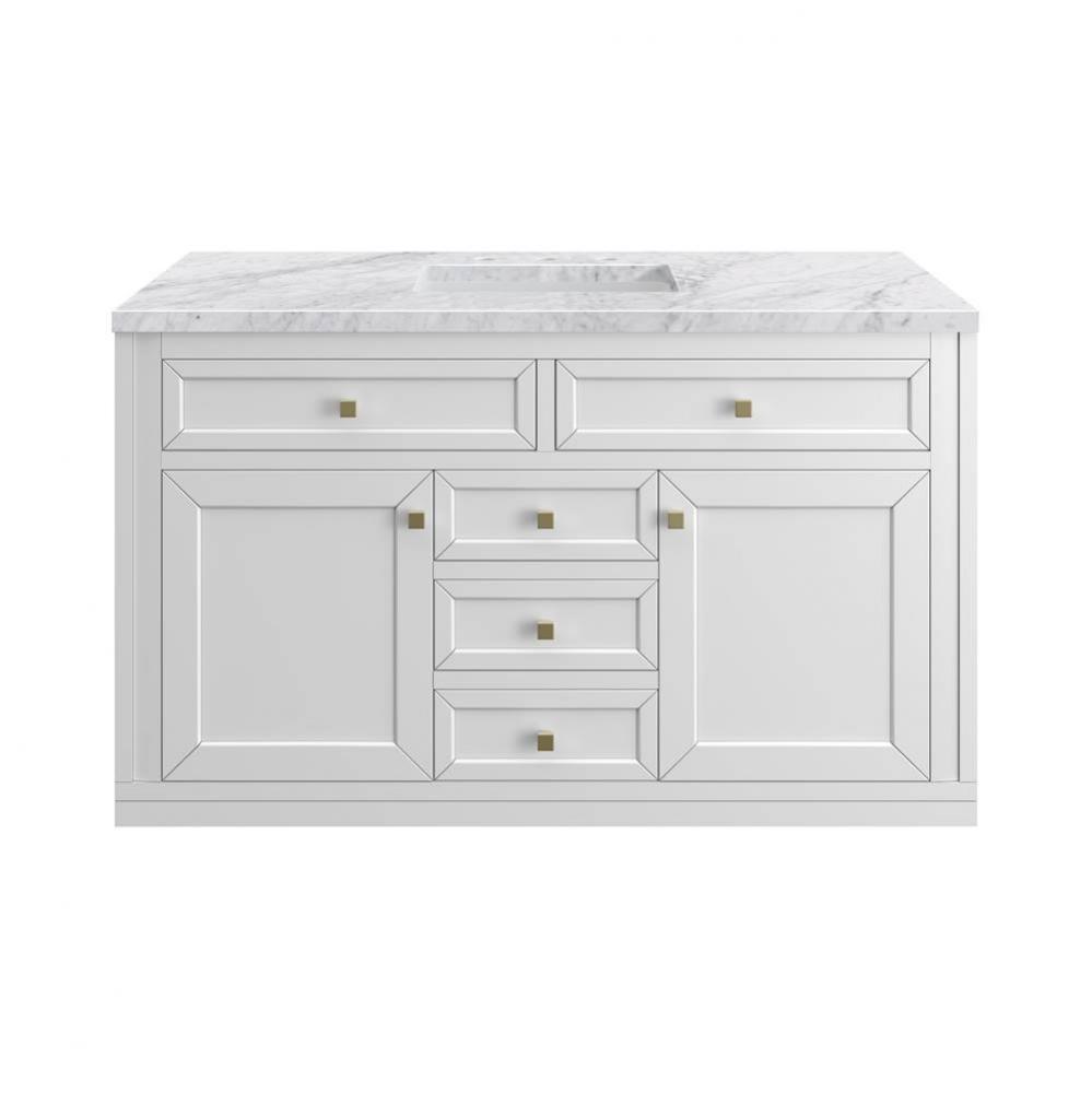 Chicago 48&apos;&apos; Single Vanity, Glossy White, w/ 3 CM Carrara Marble Top