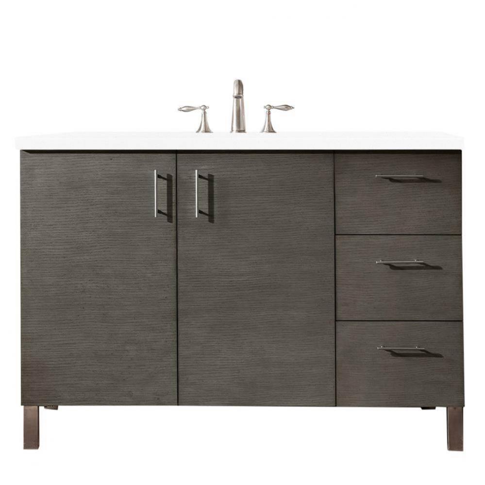 Metropolitan 48&apos;&apos; Single Vanity, Silver Oak, w/ 3 CM Classic White Quartz Top