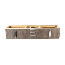 James Martin Vanities 983-V72D-W-AG-N - Columbia 72'' Double Wall Mount Vanity Cabinet, Ash Gray, Brushed Nickel