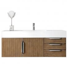 James Martin Vanities 983-V48-W-LO-N-GW - Columbia 48'' Single Wall Mount Vanity, Latte Oak, Brushed Nickel w/ Glossy White Compos