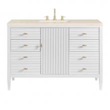 James Martin Vanities 485-V48-BW-3EMR - Myrrin 48'' Vanity, Bright White w/ 3 CM Eternal Marfil Quartz Top