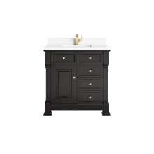 James Martin Vanities 547-V36-BKO-1WZ - Brookfield 36'' Single Vanity, Black Onyx w/ Single Hole 3 CM White Zeus Silestone®