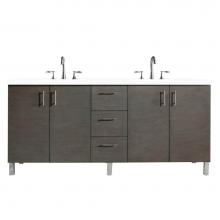 James Martin Vanities 850-V72-SOK-3WZ - Metropolitan 72'' Double Vanity, Silver Oak, w/ 3 CM White Zeus Quartz Top