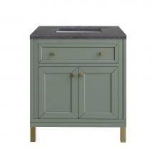 James Martin Vanities 503-V30-SC-3CSP - Chicago 30'' Single Vanity, Smokey Celadon, w/ 3 CM Charcoal Soapstone Silestone® T