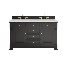 James Martin Vanities 547-V60D-BKO-3LDL - Brookfield 60'' Double Vanity, Black Onyx w/ 3 CM Lime Delight Silestone® Top