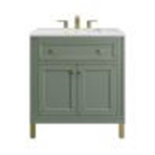 James Martin Vanities 503-V30-SC-3AF - Chicago 30'' Single Vanity, Smokey Celadon, w/ 3 CM Arctic Fall Solid Surface Top