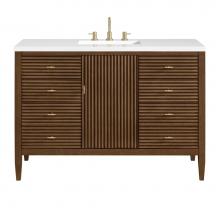 James Martin Vanities 485-V48-WLT-3WZ - Myrrin 48'' Vanity, Mid Century Walnut w/ 3 CM White Zeus Quartz Top