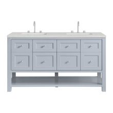 James Martin Vanities 330-V60D-SRB-3LDL - Breckenridge 60'' Double Vanity, Serenity Blue, w/ 3 CM Lime Delight Quartz Top