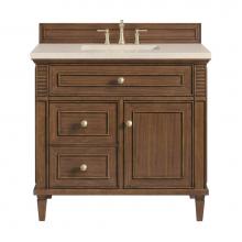 James Martin Vanities 424-V36-WLT-3EMR - Lorelai 36'' Single Vanity, Mid-Century Walnut w/ 3 CM Eternal Marfil Quartz Top