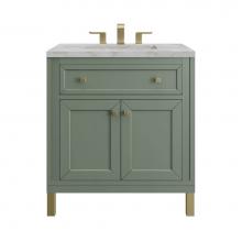 James Martin Vanities 503-V30-SC-3VSL - Chicago 30'' Single Vanity, Smokey Celadon, w/ 3 CM Victorian Silver Silestone® Top