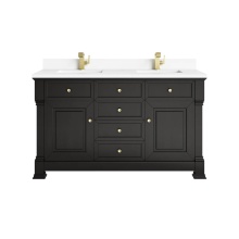 James Martin Vanities 547-V60D-BKO-1WZ - Brookfield 60'' Double Vanity, Black Onyx w/ Single Hole 3CM White Zeus Silestone®