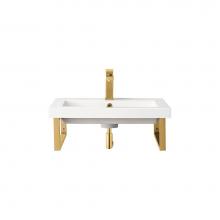James Martin Vanities 055BK18RGD23.6WG2 - Two Boston 18'' Wall Brackets, Radiant Gold w/23.6'' White Glossy Composite Co