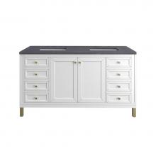 James Martin Vanities 503-V60D-GW-3CSP - Chicago 60'' Double Vanity, Glossy White, w/ 3 CM Charcoal Soapstone Silestone® Top