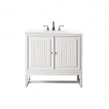 James Martin Vanities E645-V36-GW-3WZ - Athens 36'' Single Vanity, Glossy White w/ 3 CM White Zeus Quartz Top