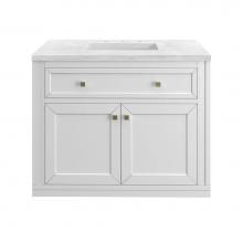 James Martin Vanities 503-V36-GW-3AF - Chicago 36'' Single Vanity, Glossy White, w/ 3 CM Arctic Fall Solid Surface Top
