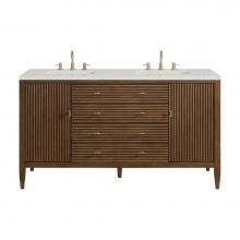 James Martin Vanities 485-V60D-WLT-3LDL - Myrrin 60'' Double Vanity, Mid Century Walnut w/ 3 CM Lime Delight Quartz Top