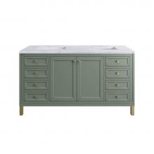 James Martin Vanities 503-V60D-SC-3CAR - Chicago 60'' Double Vanity, Smokey Celadon, w/ 3 CM Carrara Marble Top