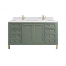 James Martin Vanities 503-V60D-SC-1WZ - Chicago 60'' Double Vanity, Smokey Celadon, w/ Single Hole 3CM White Zeus Silestone®