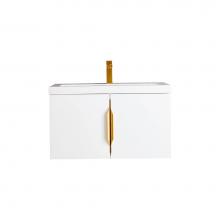 James Martin Vanities 883-V31.5-GW-WG - Columbia 31.5'' Single Vanity, Glossy White w/ White Glossy Composite Stone Top