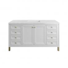 James Martin Vanities 503-V60S-GW-3AF - Chicago 60'' Single Vanity, Glossy White, w/ 3 CM Arctic Fall Solid Surface Top