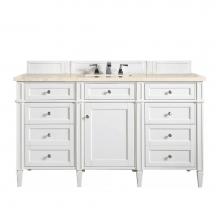 James Martin Vanities 655-V60S-BW-3EMR - Brittany 60'' Single Vanity, Bright White w/ 3 CM Eternal Marfil Quartz Top