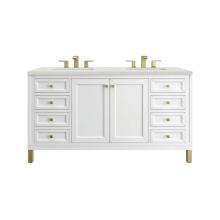 James Martin Vanities 503-V60D-GW-3LDL - Chicago 60'' Double Vanity, Glossy White, w/ 3 CM Lime Delight Silestone® Top