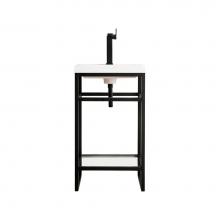 James Martin Vanities C105V20MBKWG - Boston 20'' Stainless Steel Sink Console, Matte Black w/ White Glossy Composite Countert