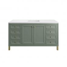 James Martin Vanities 503-V60S-SC-3WZ - Chicago 60'' Single Vanity, Smokey Celadon, w/ 3 CM White Zeus Silestone® Top
