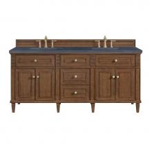 James Martin Vanities 424-V72-WLT-3CSP - Lorelai 72''Double Vanity, Mid-Century Walnut w/ 3 CM Charcoal Soapstone Quartz Top