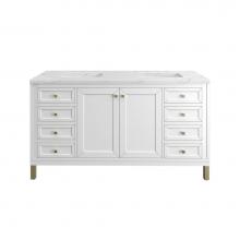James Martin Vanities 503-V60D-GW-3ENC - Chicago 60'' Double Vanity, Glossy White, w/ 3 CM Ethereal Noctis Silestone® Top