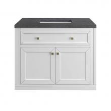 James Martin Vanities 503-V36-GW-3CSP - Chicago 36'' Single Vanity, Glossy White, w/ 3 CM Charcoal Soapstone Silestone® Top