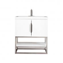 James Martin Vanities 883-V31.5-GW-BN-WG - Columbia 31.5'' Single Vanity, Glossy White, Brushed Nickel, w/ White Glossy Composite S