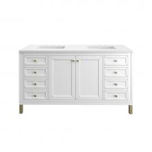 James Martin Vanities 503-V60D-GW-3WZ - Chicago 60'' Double Vanity, Glossy White, w/ 3 CM White Zeus Silestone® Top