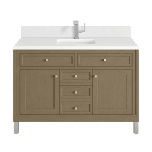James Martin Vanities 503-V48-WLW-1WZ - Chicago 48'' Single Vanity, Walnut Whisper, w/ Single Hole 3CM White Zeus Silestone®