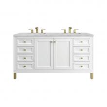 James Martin Vanities 503-V60D-GW-3VSL - Chicago 60'' Double Vanity, Glossy White, w/ 3 CM Victorian Silver Silestone® Top